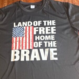 Mens Black‎ Patriotic American Flag Graphic Performance T-Shirt Size Large